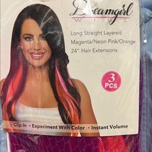 Dreamgirl Vibrant Magenta, Neon Pink and Bright Orange Hair Extensions